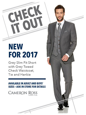 Grey Slim Fit Short with Grey Tweed Check Waistcoat
