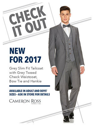 Grey Slim Fit Tailcoat with Grey Tweed Check Waistcoat