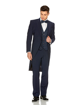 Blue Slim Fit Tailcoat Blue Tweed