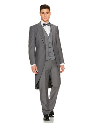 Grey Slim Fit Tailcoat Grey Tweed