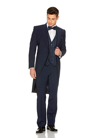BLUE SLIM FIT TAILCOAT WITH TWEED CHECK UPGRADE