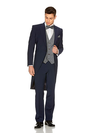 BLUE SLIM FIT TAILCOAT WITH TWEED CHECK UPGRADE