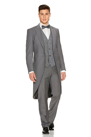 GREY SLIM FIT TAILCOAT WITH TWEED CHECK UPGRADE