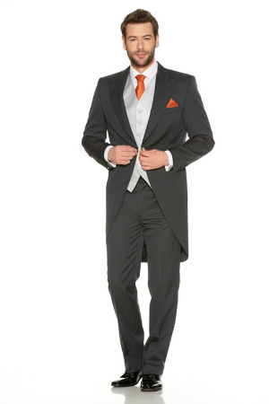 SLATE GREY HERRINGBONE TAILCOAT